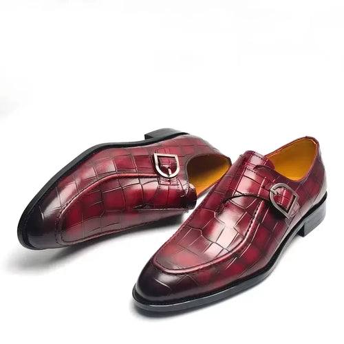 Luxury Buckle Dress Shoes for Men Wedding Loafers High Quality Custom Handcraft Print Elegant Business Slip-On Pointed Shoe New