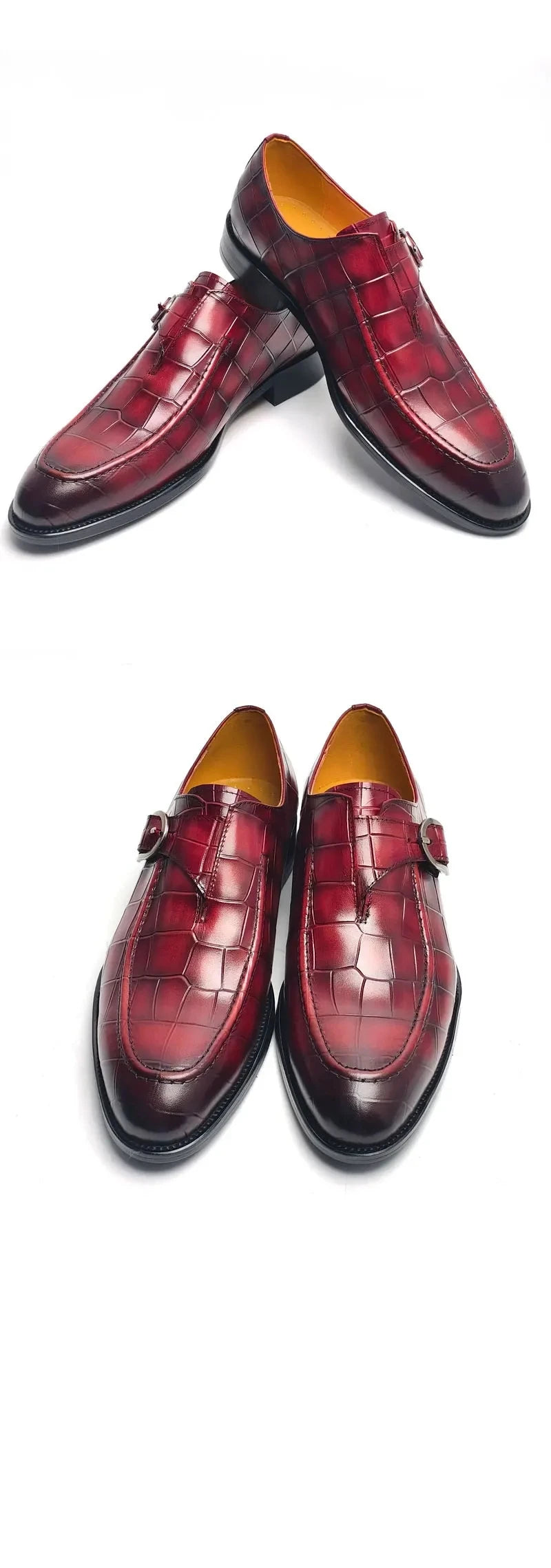 Luxury Buckle Dress Shoes for Men Wedding Loafers High Quality Custom Handcraft Print Elegant Business Slip-On Pointed Shoe New