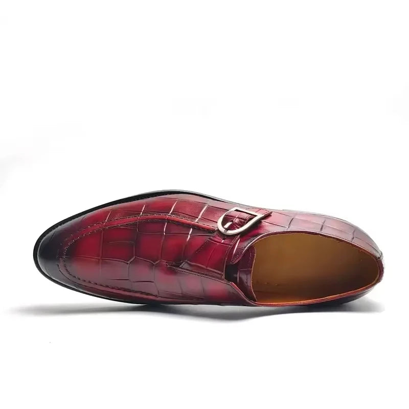 Luxury Buckle Dress Shoes for Men Wedding Loafers High Quality Custom Handcraft Print Elegant Business Slip-On Pointed Shoe New