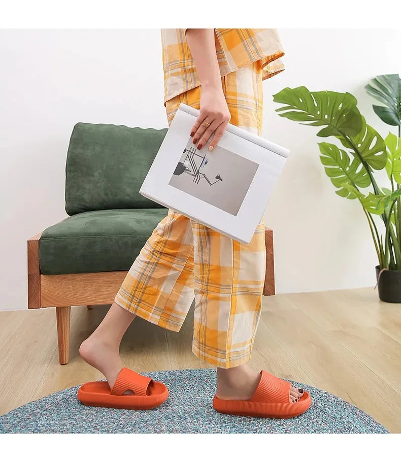 Women Thick Platform Cloud Slippers Summer Beach Eva Soft Sole Slide Sandals Leisure Men Ladies Indoor Bathroom Anti-slip Shoes