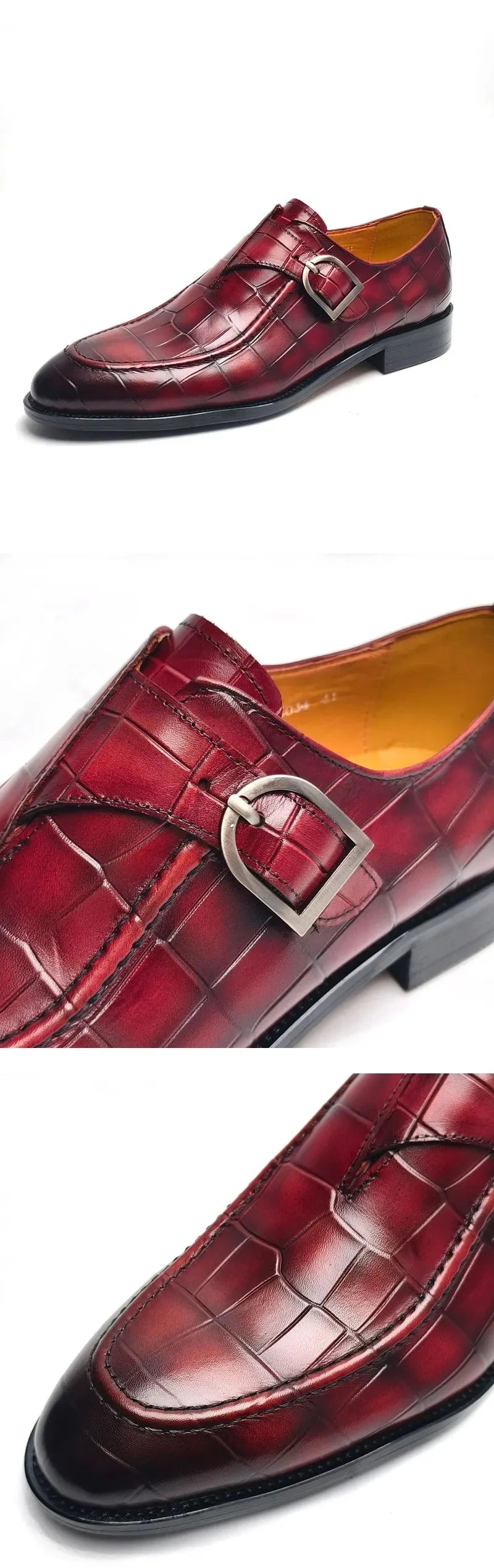 Luxury Buckle Dress Shoes for Men Wedding Loafers High Quality Custom Handcraft Print Elegant Business Slip-On Pointed Shoe New