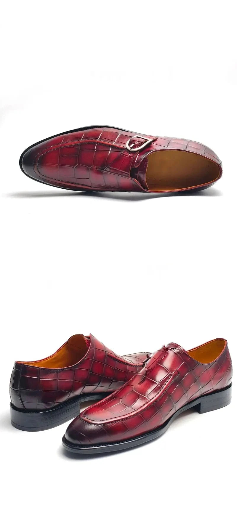 Luxury Buckle Dress Shoes for Men Wedding Loafers High Quality Custom Handcraft Print Elegant Business Slip-On Pointed Shoe New