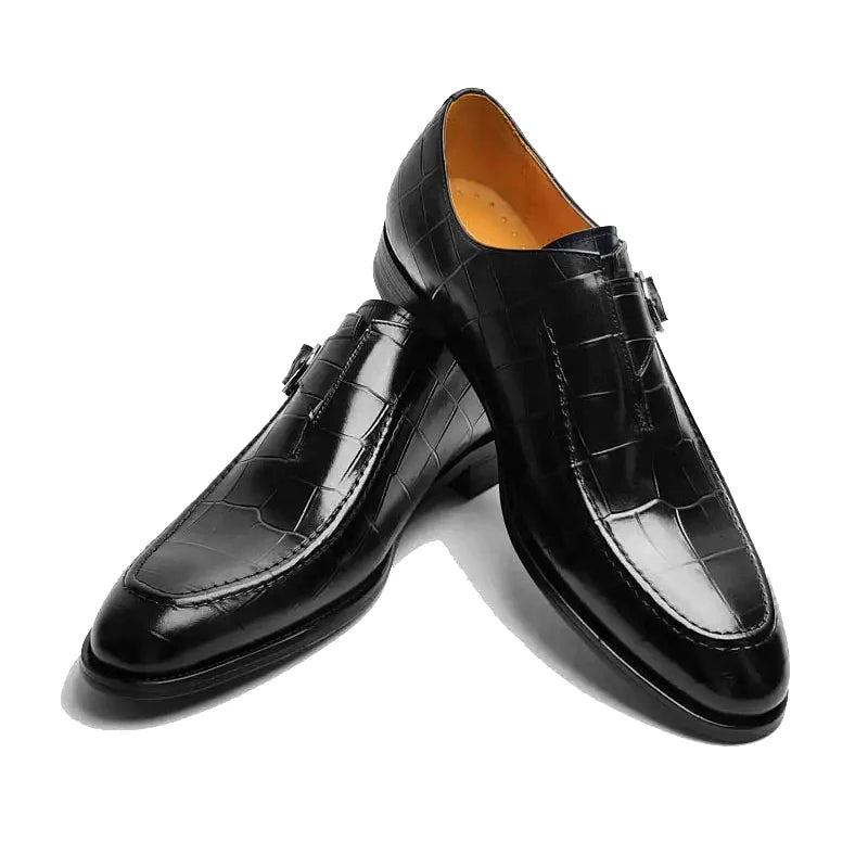 Luxury Buckle Dress Shoes for Men Wedding Loafers High Quality Custom Handcraft Print Elegant Business Slip-On Pointed Shoe New