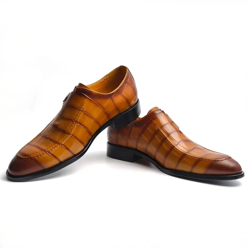 Luxury Buckle Dress Shoes for Men Wedding Loafers High Quality Custom Handcraft Print Elegant Business Slip-On Pointed Shoe New