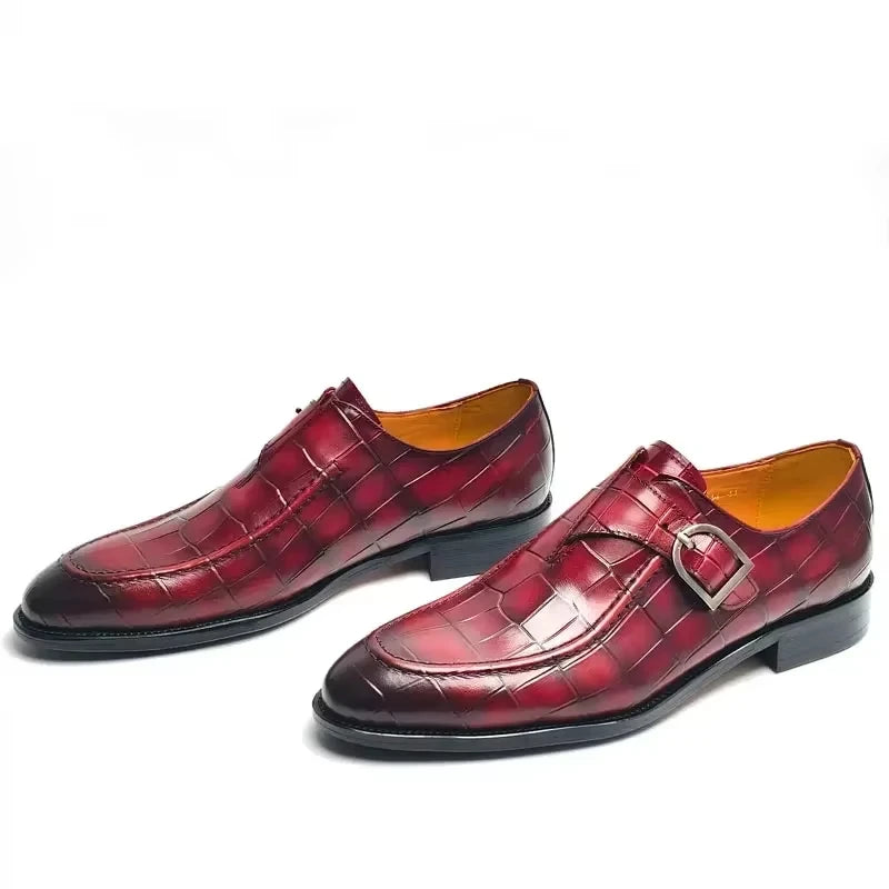 Luxury Buckle Dress Shoes for Men Wedding Loafers High Quality Custom Handcraft Print Elegant Business Slip-On Pointed Shoe New